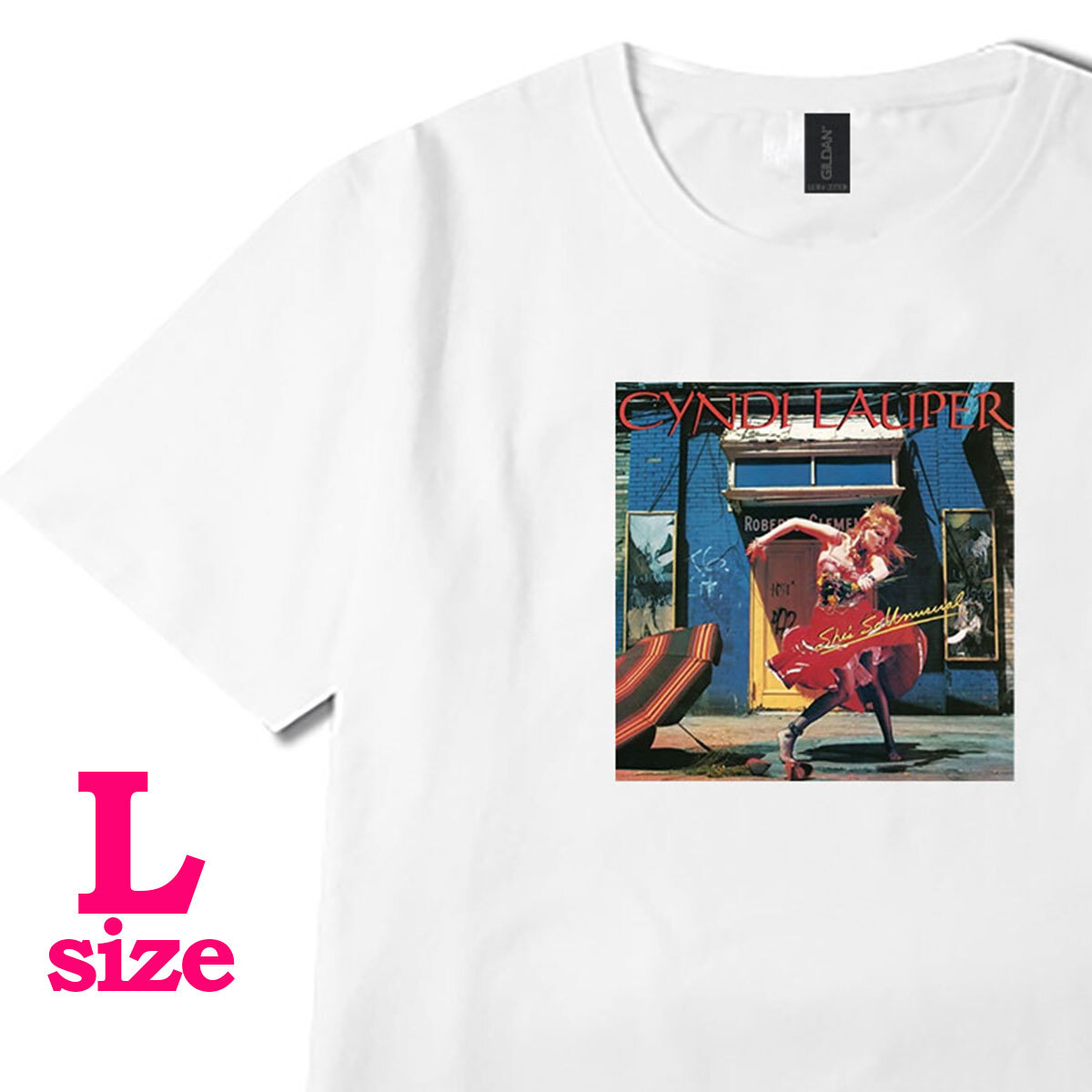 フォトプリント シンディローパー 柄 Tシャツ She's So Unusual 半袖 キレイめ カジュアル 6.0oz コットン100% ユニセックス L拍卖