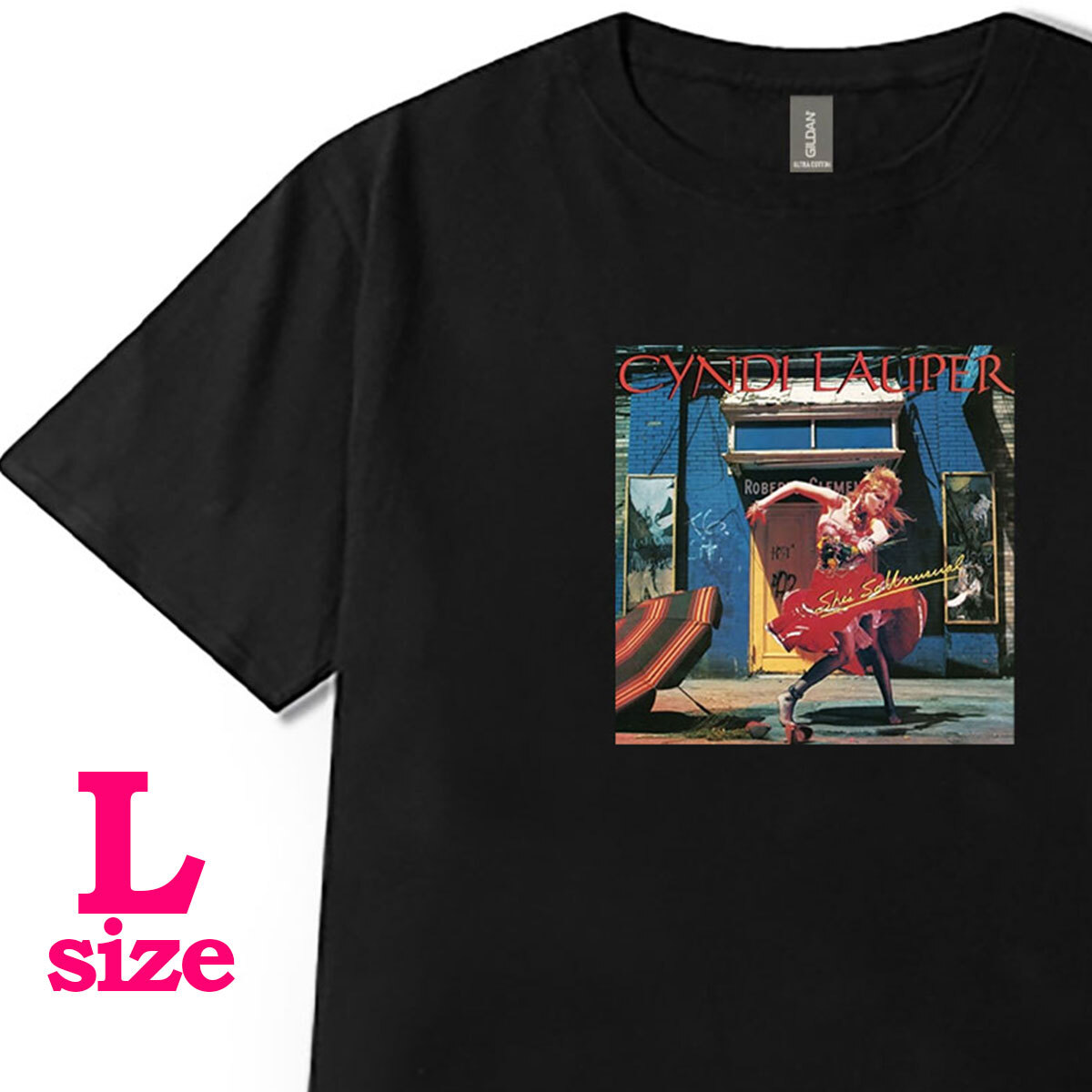 フォトプリント シンディローパー 柄 Tシャツ She's So Unusual 半袖 キレイめ カジュアル 6.0oz コットン100% ユニセックス L拍卖
