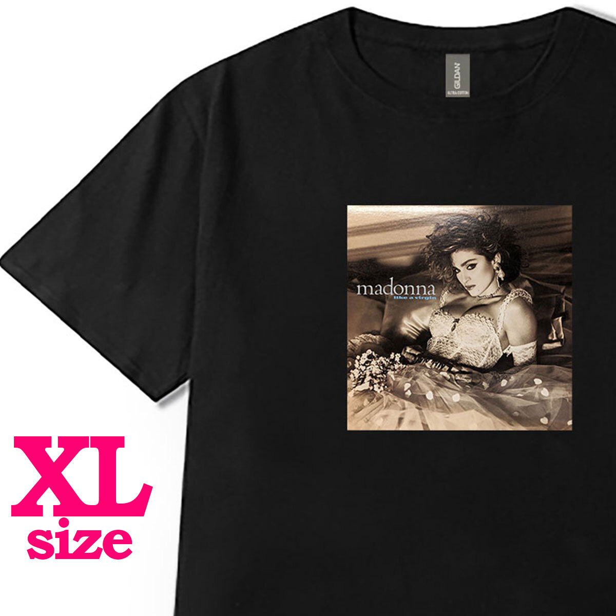 フォトプリント マドンナ 柄 Tシャツ ライク・ア・ヴァージン Like a Virgin キレイめ 半袖 カジュアル 6.0oz コットン100% ユニセックス拍卖