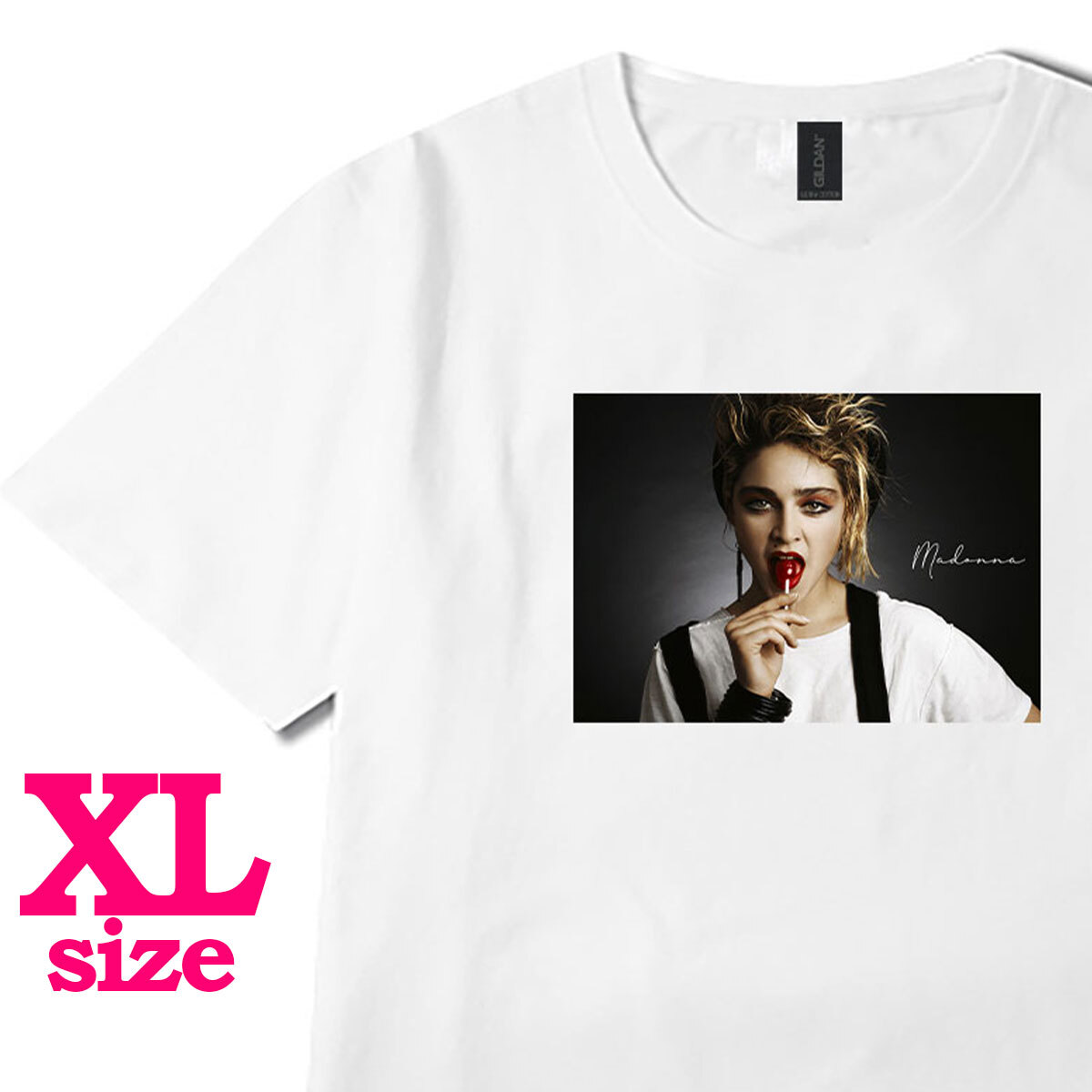 フォトプリント マドンナ 柄 Tシャツ madonna アート ポートレイト キレイめ カジュアル 半袖 6.0oz コットン100% ユニセックス XL拍卖