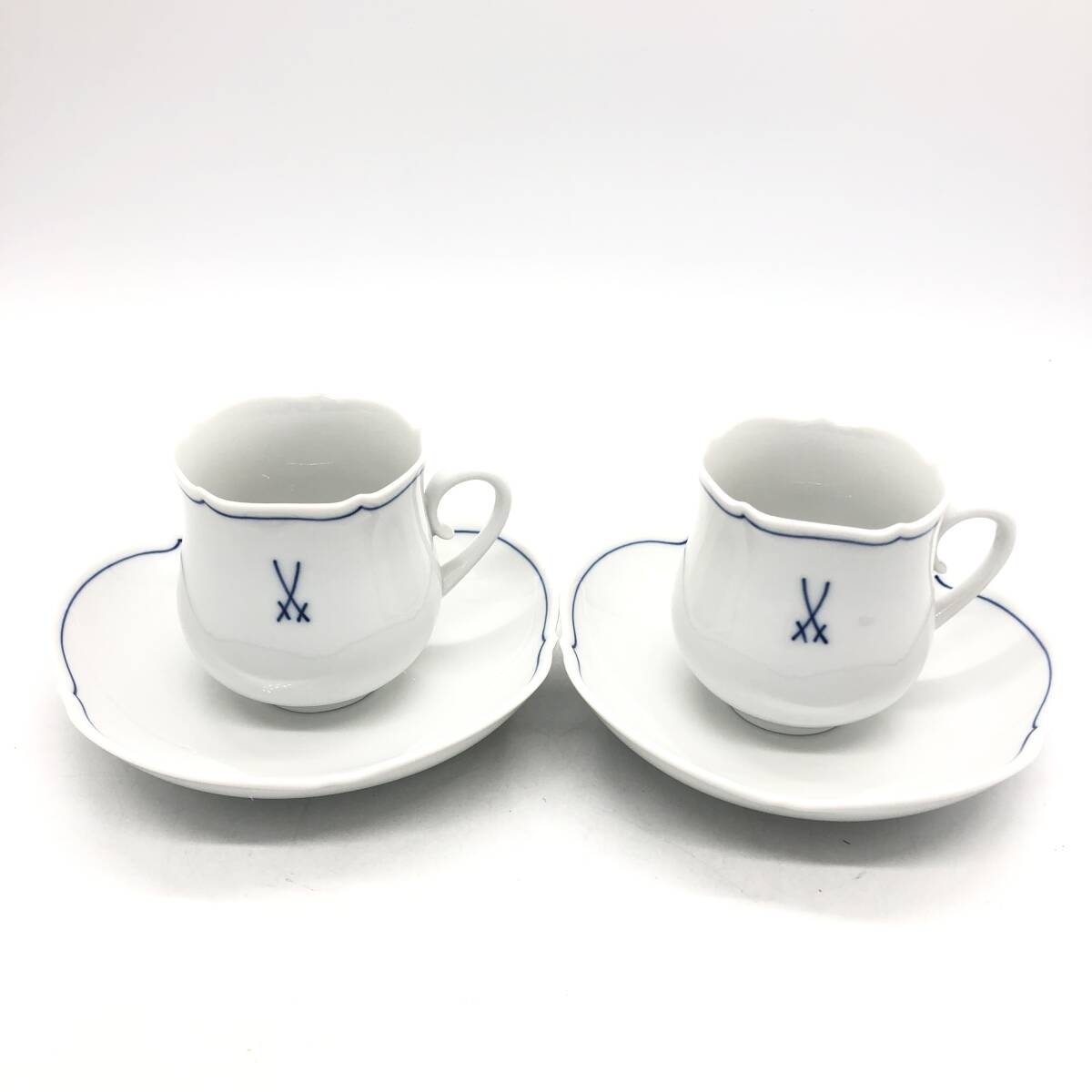 【保管品】Meissen マイセン カップ ソーサー 2客 セット 双剣マーク ホワイト 食器 器 陶器 / io-5961-sw拍卖