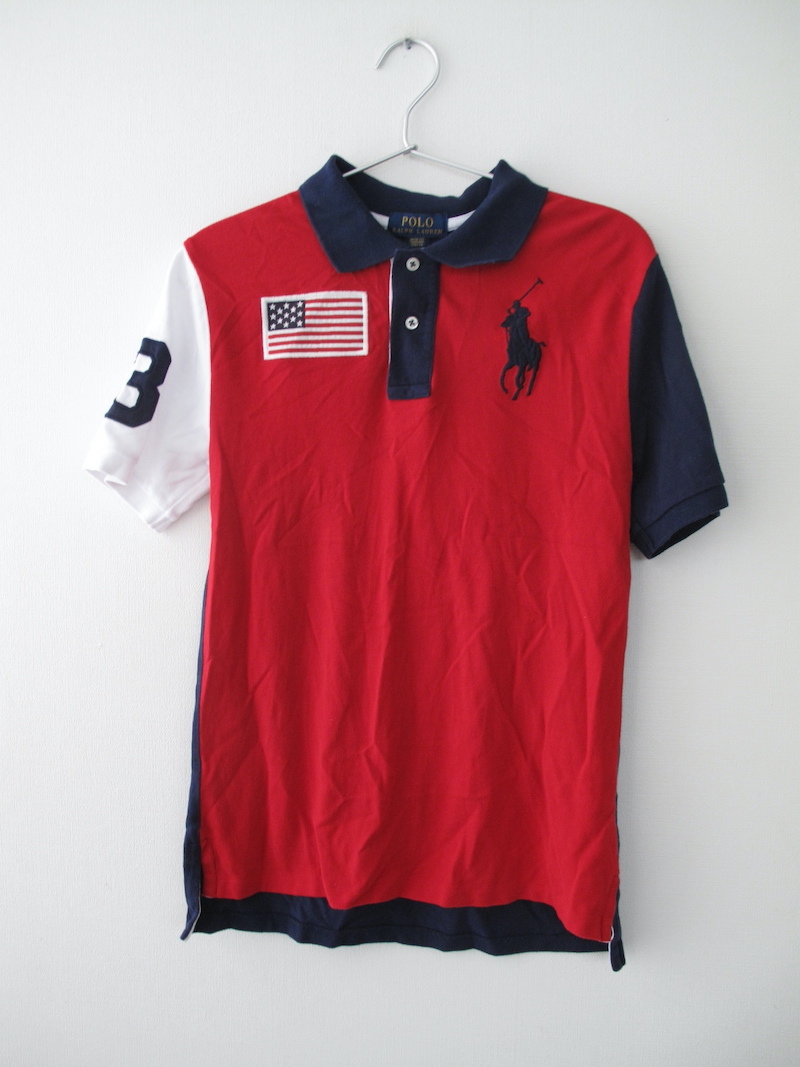 **ポロ ラルフローレン 半袖ポロシャツ 男の子 10-12T 150 赤紺白拍卖