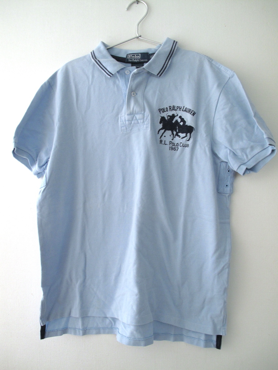 **ポロ ラルフローレン カスタムフィット ゴルフ用半袖ポロシャツ 水色 メンズXL拍卖