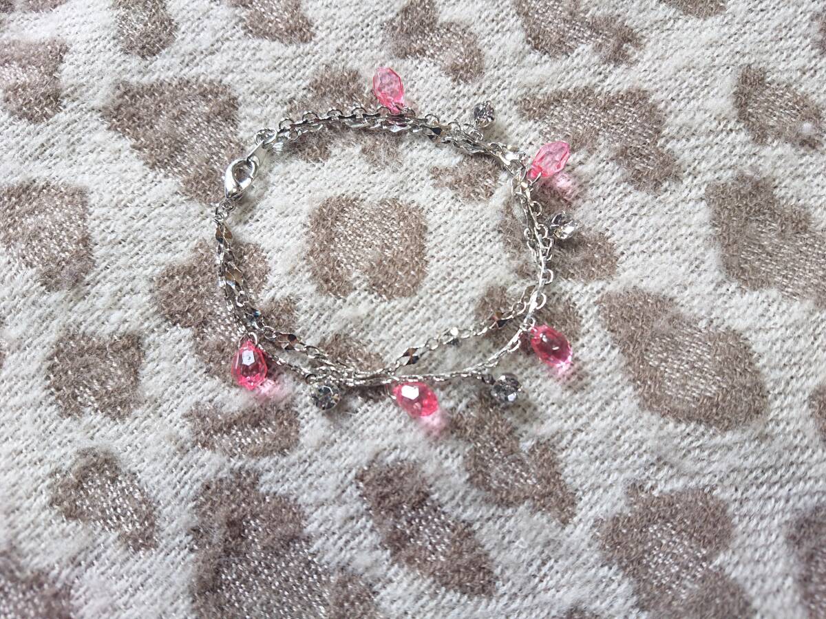 .。o○ブレスレット○o。.めっちゃ、きれい! ピンクとストーンのキラキラブレス。お洒落!拍卖