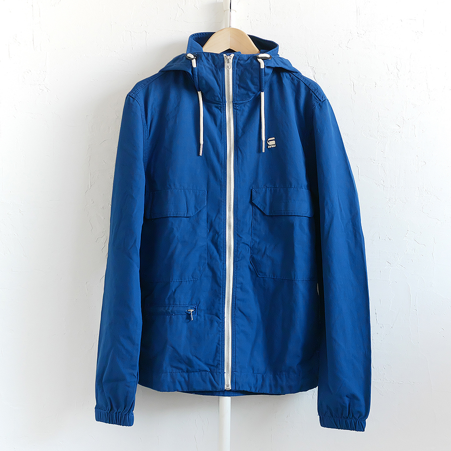 ★G-Star RAW★ジースターロウ XPO HDD OVERSHIRT ブルー サイズS/フード付/コットン/ジャケット/フーデッド/マウンテンパーカー/KS22L002拍卖