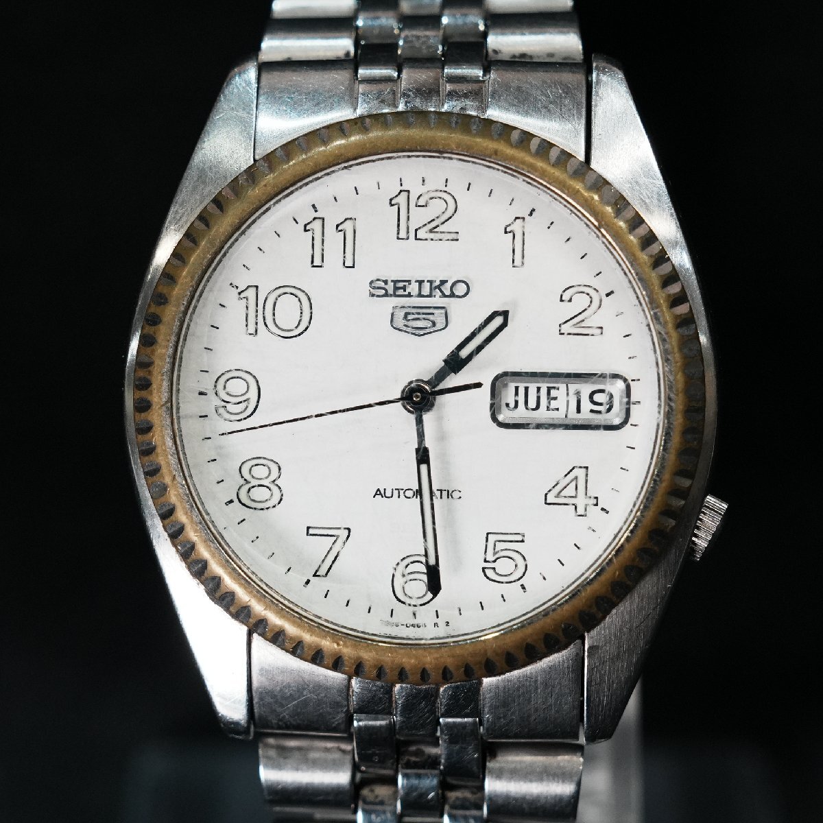 7691T 稼働 SEIKO 5 自動巻き腕時計 7S26-3110 腕回り約16.5cm セイコーファイブ 機械式 シルバー文字盤拍卖