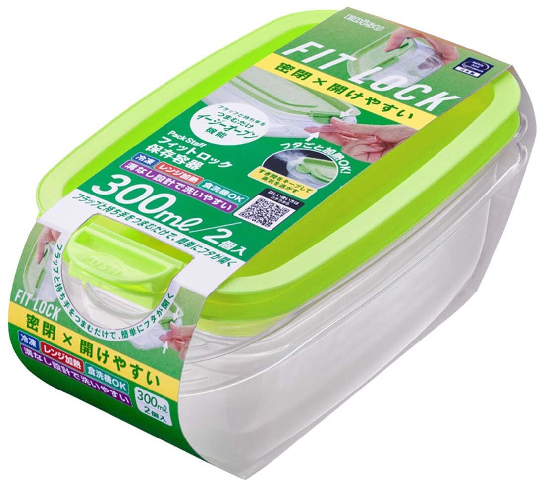 エビス(Ebisu) パックスタッフ フィットロック 300ml 2コ入 レンジ加熱 冷凍 保存容器 PFL-3070拍卖