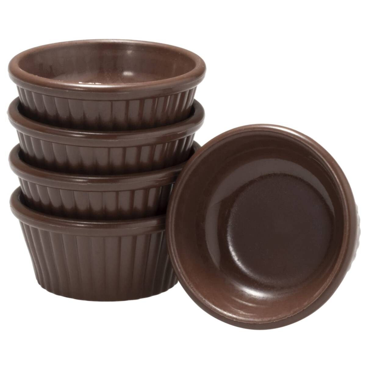 割れない 耐熱 ココット 食卓にワンポイント 小皿 スフレ 茶 ブラウン 直径5.7cm×高さ2.6cm 容量25cc 5個入り 耐熱200℃拍卖