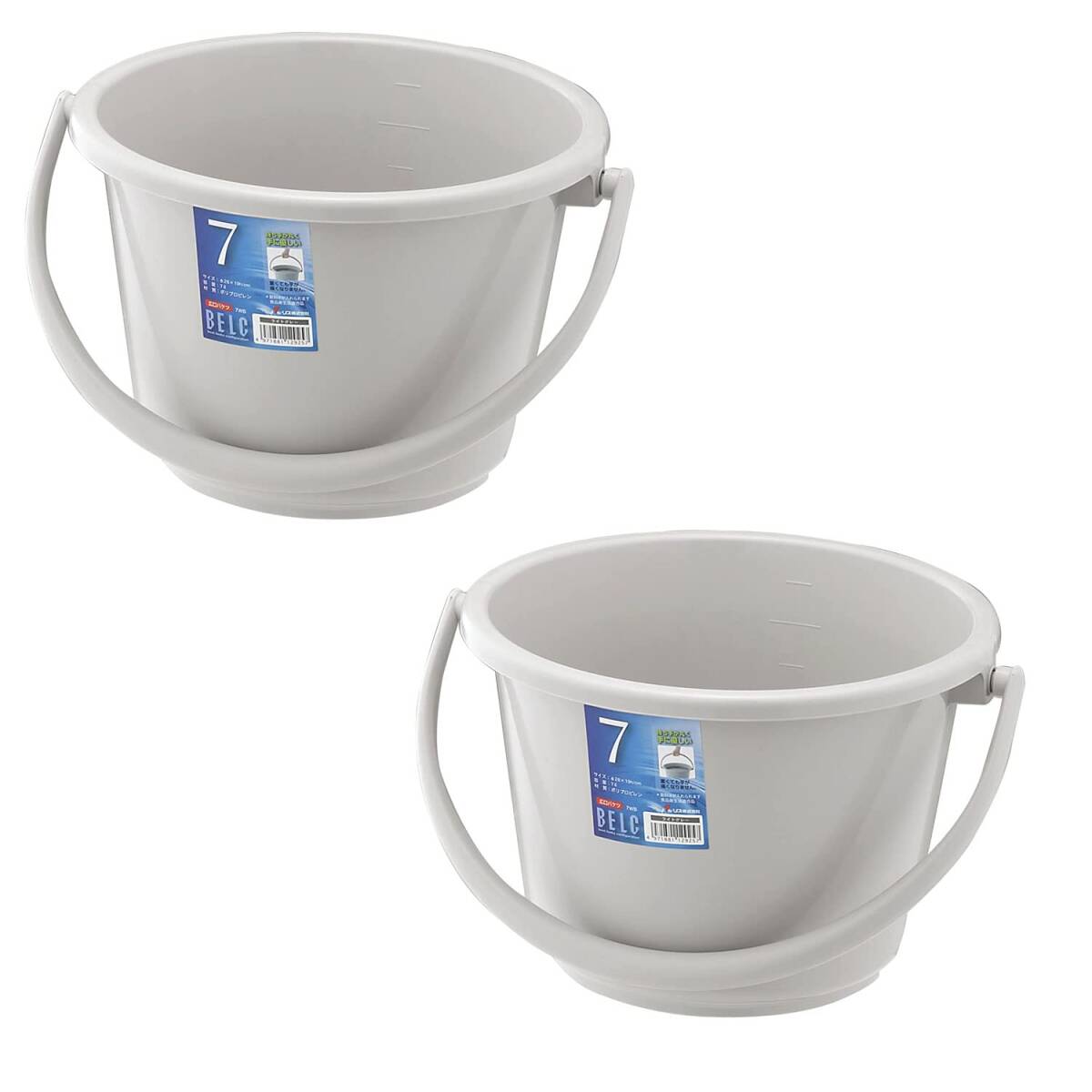 リス ベルク 7WB 丸型 ワイド バケツ 本体 ライトグレー 7L 2個セット 日本製 持ち手付き 食品衛生法適合品 持ちやすい シンプル ア拍卖