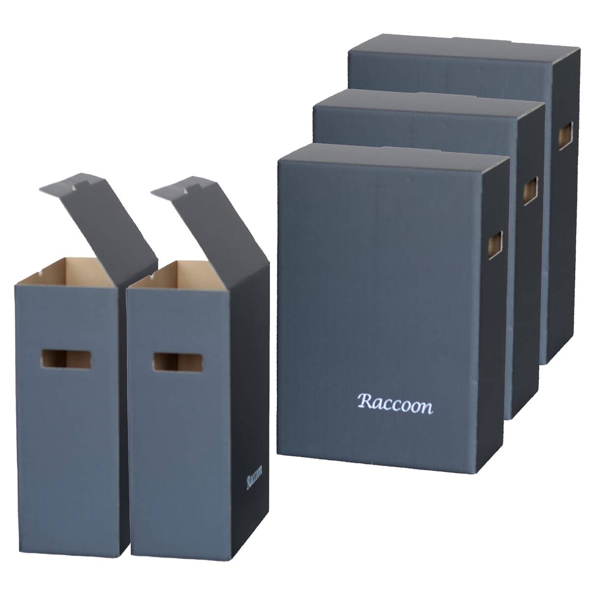 raccoon 防臭 蓋付き ダンボール ゴミ箱 20リットル ブラック 段ボール スリム 日本製(5個セット)拍卖