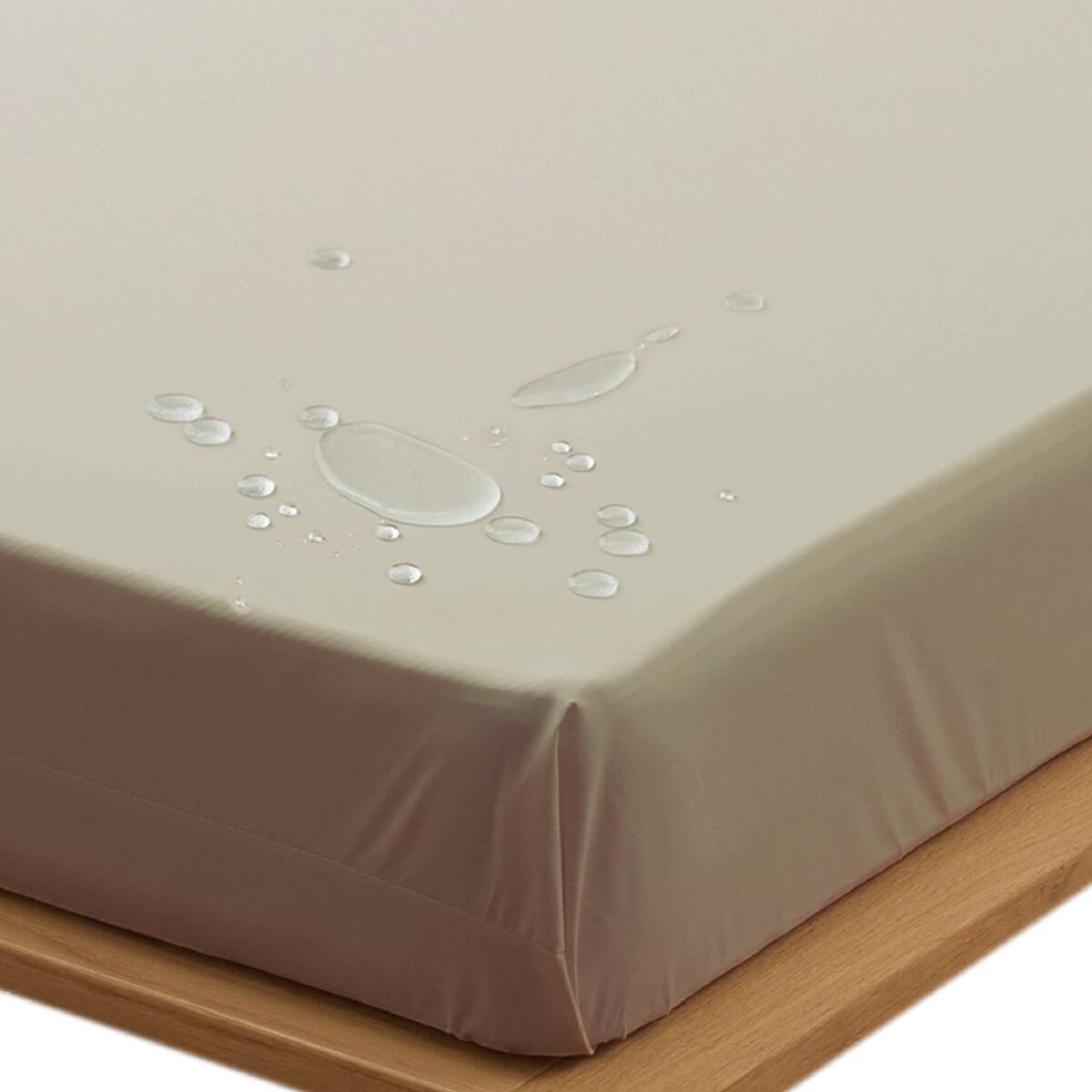 アクア(AQUA) 防水ボックスシーツ ベージュ ダブル 抗菌防臭 ダニ通過ゼロ 防水シーツ マットレスシーツ ベッドカバー NICE GUAR拍卖