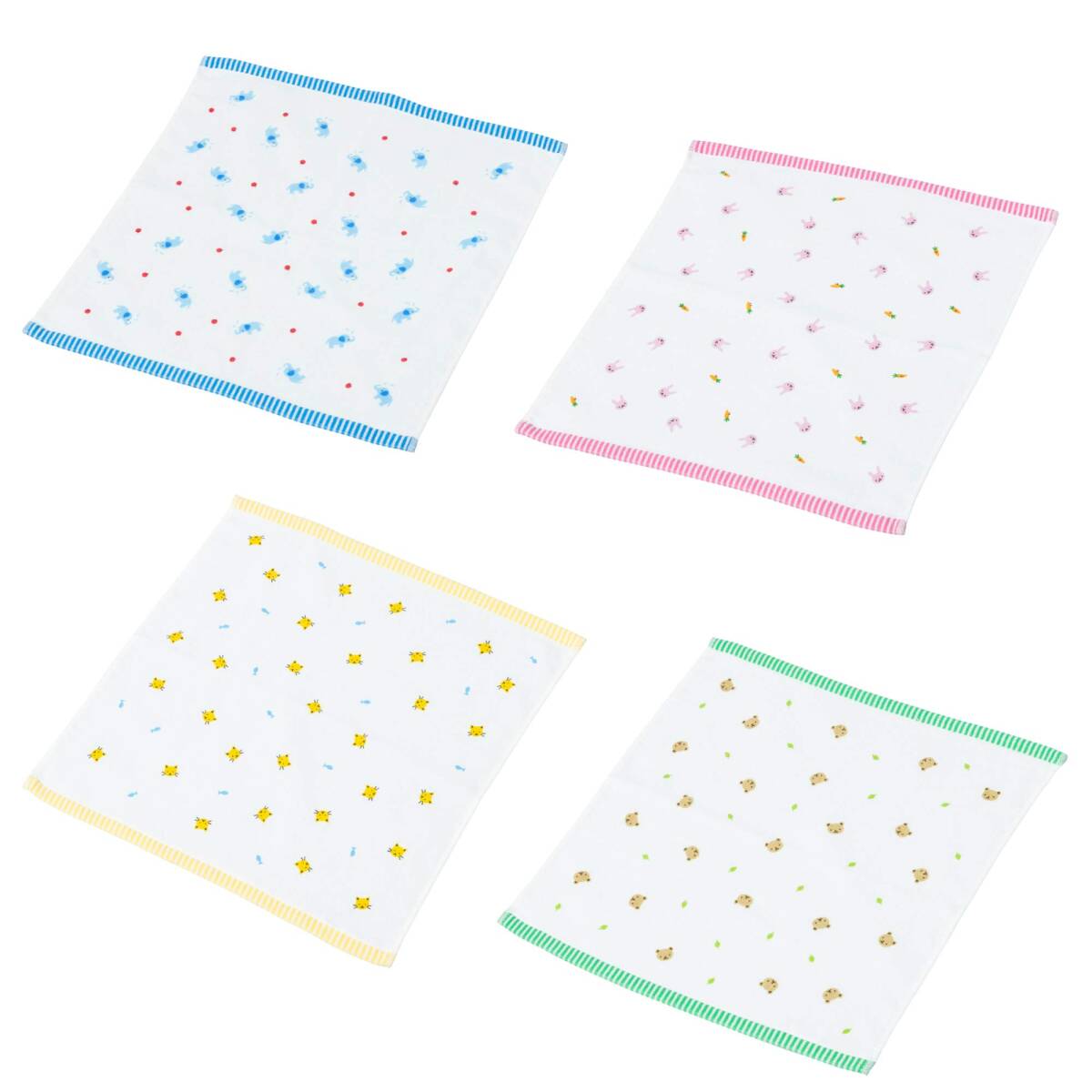 nishikawa【西川】 ハンドタオル 4枚組 色柄おまかせ ハンドタオル ガーゼ&パイル 薄手 速乾 軽量 泉州 どうぶつ柄 日本製 TT3拍卖