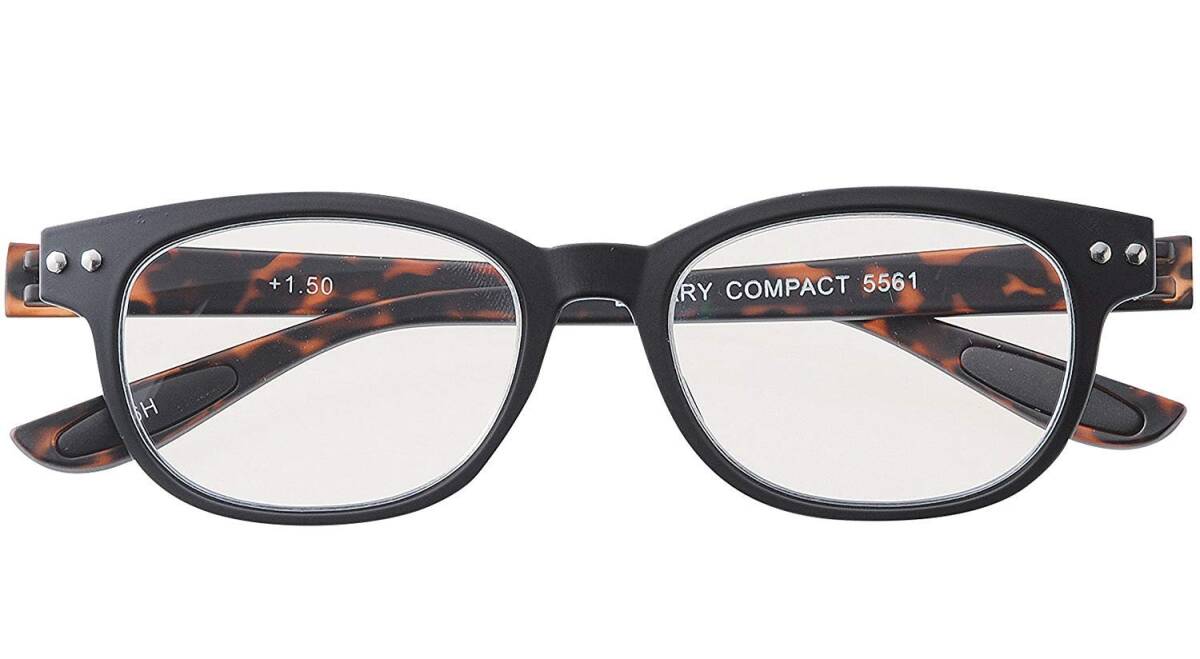 老眼鏡 ブルーライトカット 携帯 軽量 おしゃれ ウェリントン colorfulook ブラック デミ 度数+0.50 (カラフルック 軽量 形拍卖