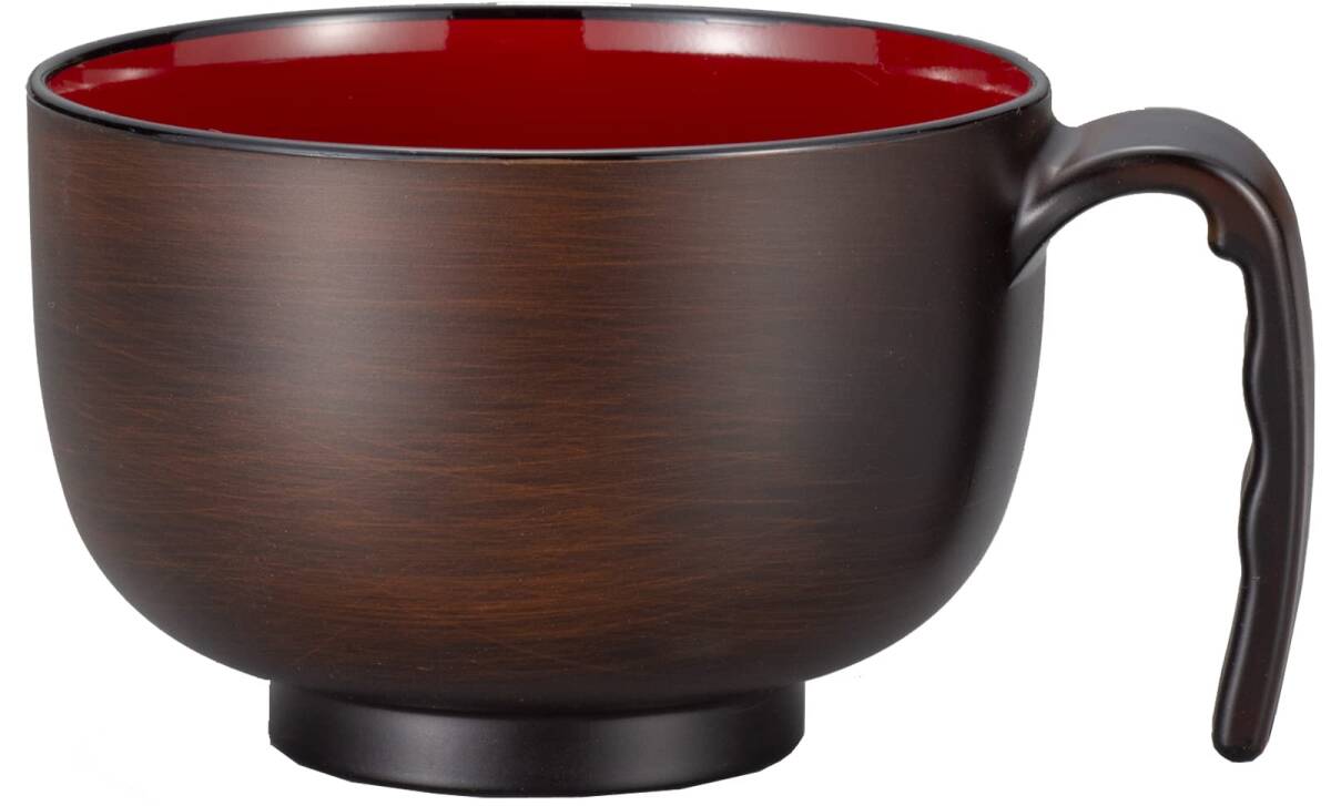 カノー 持ち手付き レンジ汁椀 らくらく汁椀 380ml 杢目 71687拍卖