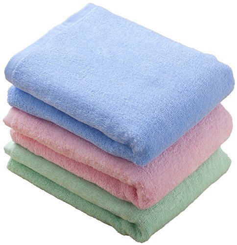 コスギゼン(Kosugizen) バスタオル 3色 50×100cm 徳用カラー ミニサイズバスタオル(ピンク・ブルー・グリーン) 3枚入拍卖