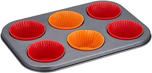 パール金属 ベイクメイド シリコーン加工マフィン型プレート6個取り シリコーンカップ付 D-6588拍卖