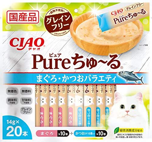 チャオ (CIAO) 猫用おやつ Pureちゅ~る まぐろ・かつおバラエティ 14グラム (x 20)拍卖
