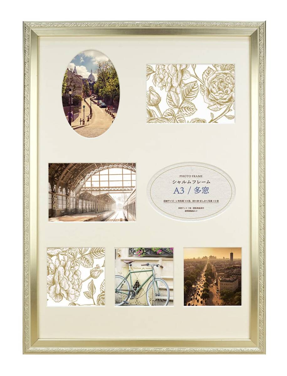万丈 VANJOH シャルムフレーム A3/多窓 シルバー 106707 壁掛専用拍卖