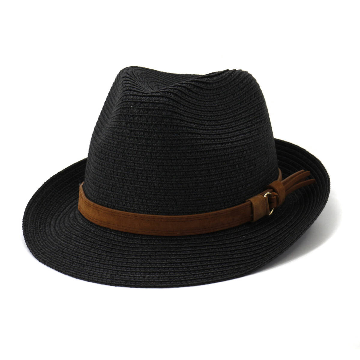 新入荷新品 お色選択可中折れハット 麦わら帽子 メンズ レディース ストローハット 幅広 麦わらハット 夏 ペーパー ハット ブラック拍卖