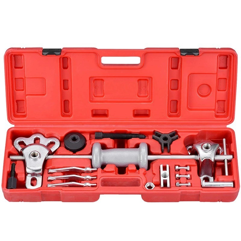 新入荷高品質スライディングハンマー セット 17pcs 2爪 3爪 プーラー 板金 ハンマーセット 修理 アスクルシャフト 引っ張り 引き抜き拍卖
