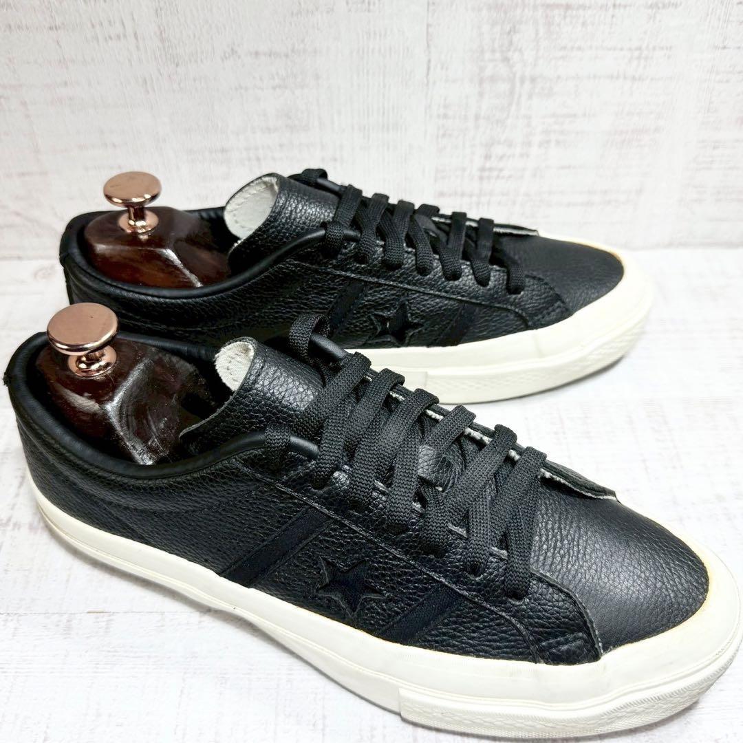 即決◆converse◆コンバース アダムエロペ 24cm レザー スニーカー ブラック レディース ローカット拍卖