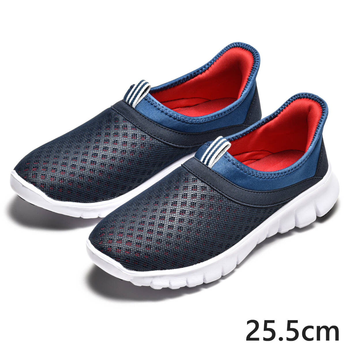 スリッポン 25.5cm メンズ スニーカー シューズ ハンズフリー ネイビー 新品拍卖