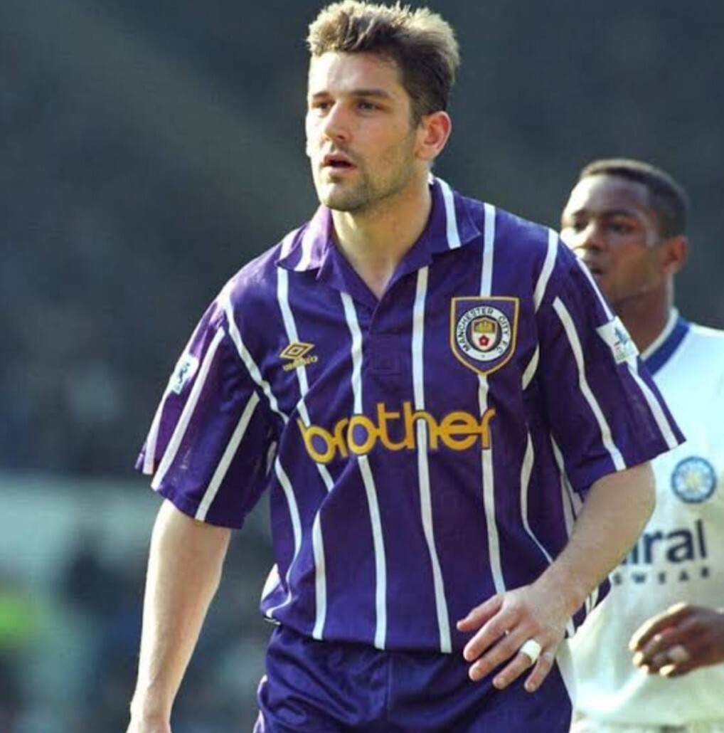 値下交渉 1993-94 マンチェスター・シティ brother UMNRO アンブロ MADE AWAY IN ENGLAND 検93 MANCHESTER CITY PURPLE oasis オアシス Y2K拍卖