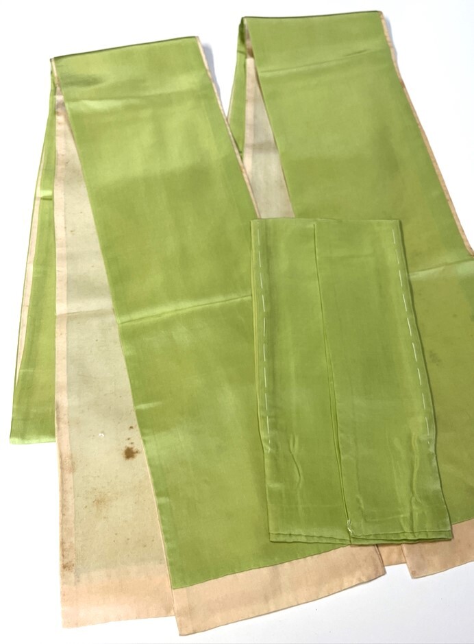 花とら●リサイクル端切れ 緑 袖口布 襟布 リメイク 素材 細工用 250527拍卖