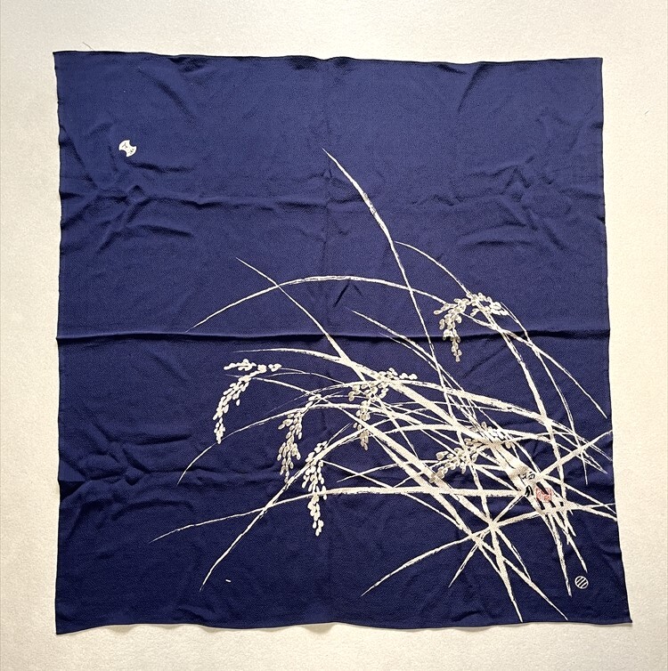 花とら●和装小物 風呂敷 ちりめん 稲穂 90cm91cm 250607拍卖