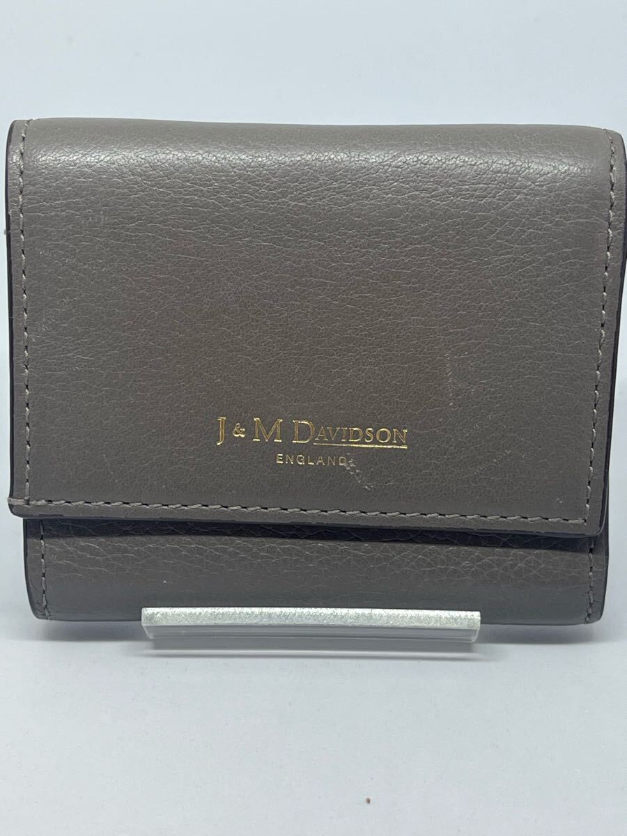 J&M DAVIDSON 三つ折り財布 レザー グレー コンパクトウォレット ミニ財布 メンズ レディース ブランド コンパクト財布拍卖