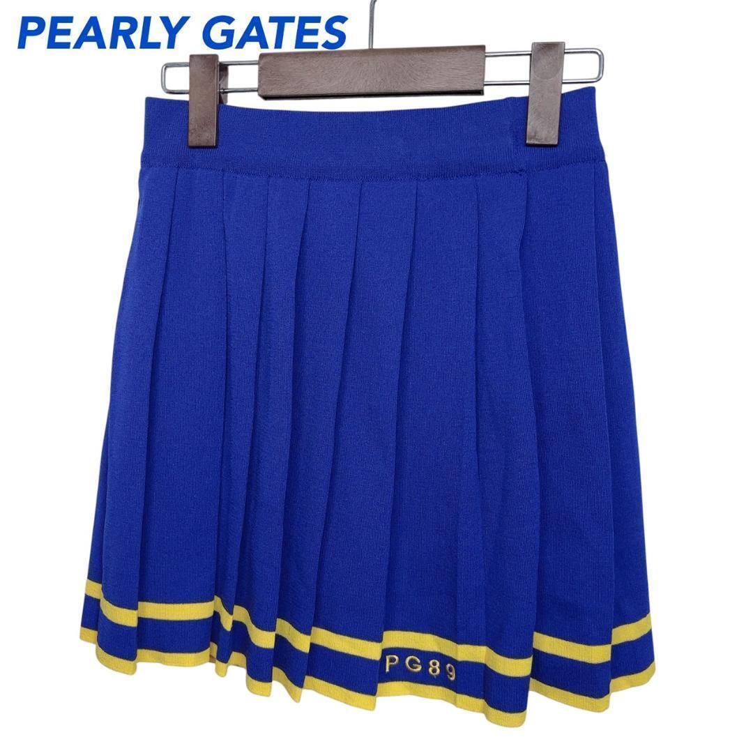 PEARLY GATES プリーツスカート 青 Sサイズ パーリーゲイツ ゴルフ レディース ブルー イエロー 韓国 未使用 新品拍卖