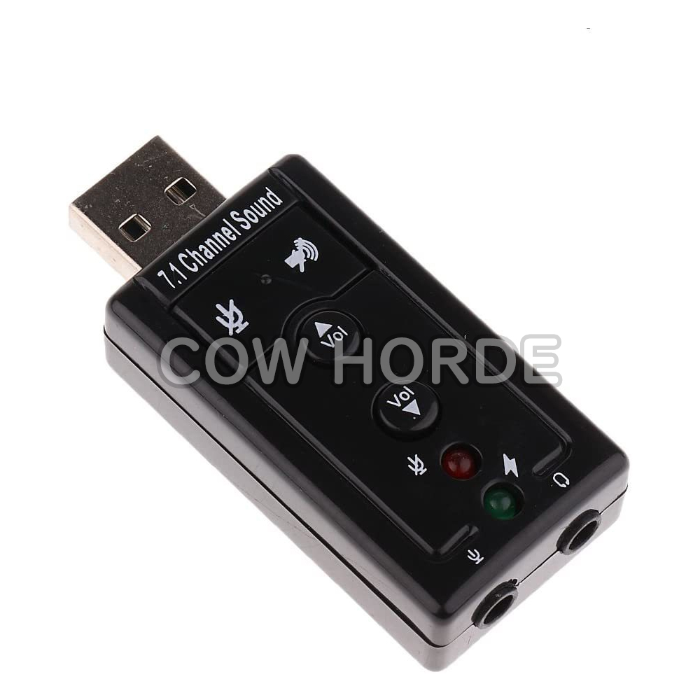 PC Laptop に対応 外付け USB オーディオ サウンドカード アダプター 3Dバーチャル 7.1CH 黒い;HP0025;拍卖