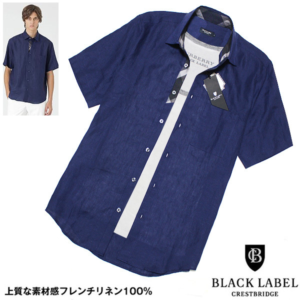 送料無料!定価2.5万 新品 L(3)ブラックレーベル クレストブリッジ フレンチリネン100% 麻 CBチェック 半袖シャツBLACK LABEL CRESTBRIDGE拍卖