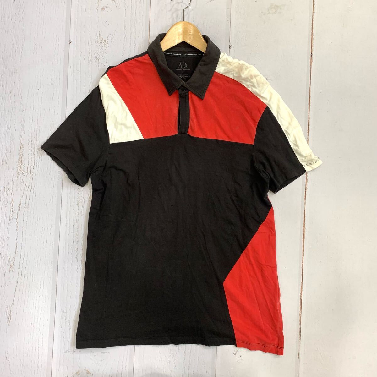 D ▼ 都会のカジュアルウェア '着心地抜群' A|X ARMANI EXCHANGE アルマーニ エクスチェンジ 半袖 ポロシャツ size:L メンズ トップス拍卖