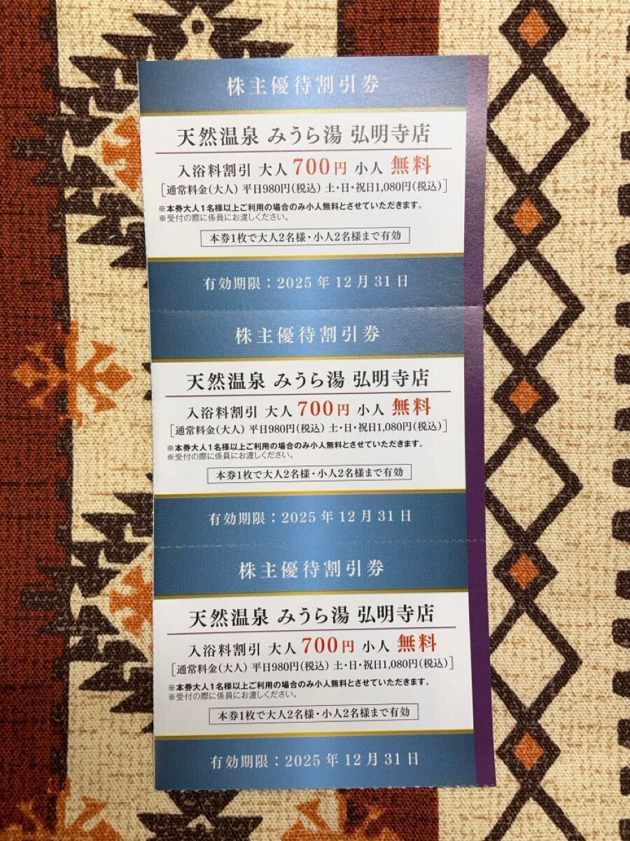 ★ミニレター・即決あり★天然温泉 みうら湯 弘明寺店 株主優待割引券 3枚セット 2025年12月31日迄★京浜急行 株主優待券★拍卖
