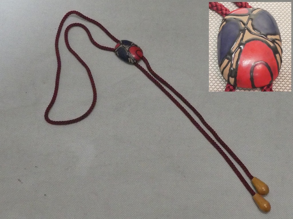 ●九谷焼 九谷窯 陶器 ループタイ アクセサリー レトロ ヴィンテージ●拍卖
