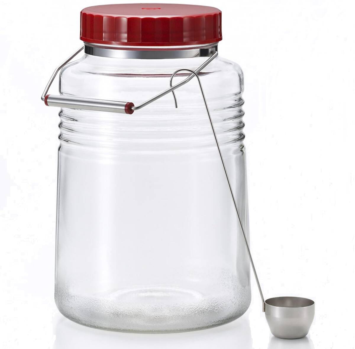 アデリア(ADERIA) 復刻 梅びん 4L日本製 個箱入 保存容器 梅酒瓶 梅瓶 昭和 レトロ 保存瓶 レトロ レードル付 米びつ 果実酒瓶拍卖