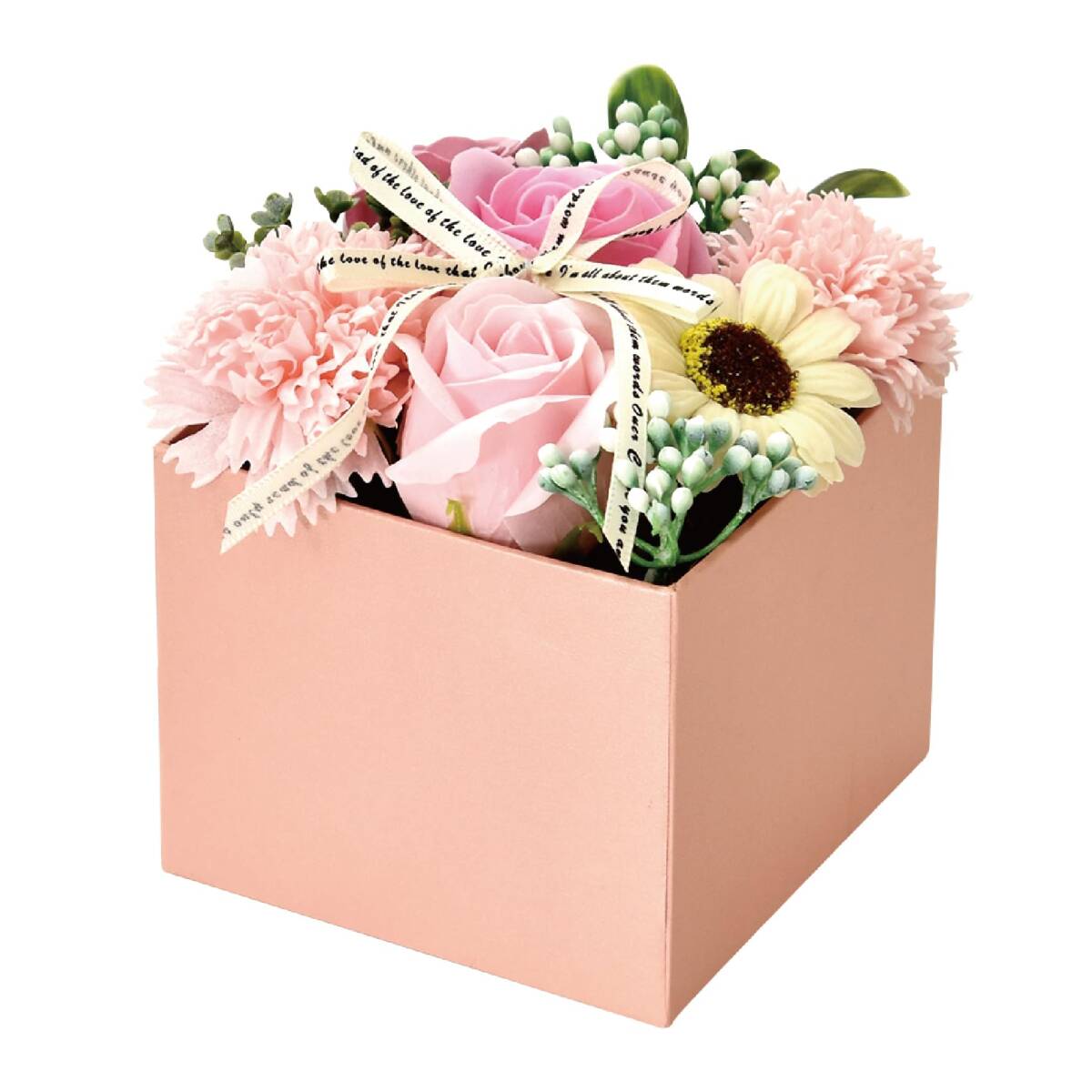 ポピー名古屋 ソープフラワー シャボンフラワー 造花 ギフト プレゼント フラワーボックス バラ ボックス 約12cm S-210 ピンク拍卖