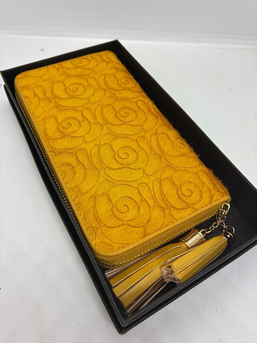 長財布 ラウンドファスナー 黄色 金運アップ 拍卖