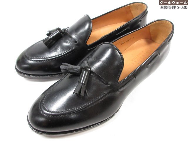 極美品 【バーニーズニューヨーク BARNEYS NEWYORK】 レザー タッセルローファー スリッポン 靴 (メンズ) size8 ブラック ◯30MZA7648○拍卖