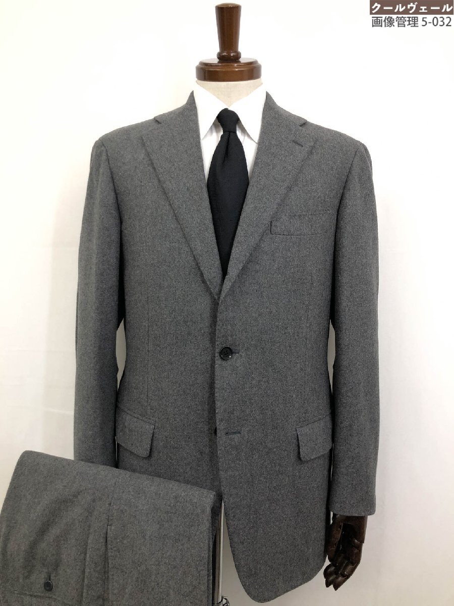 HH超美品【リングヂャケット×グジ】RE025F16B バルベラ生地 3ボタン段返り 肉厚フランネル スーツ (メンズ) size52 グレー系 ◇17RMS1729拍卖