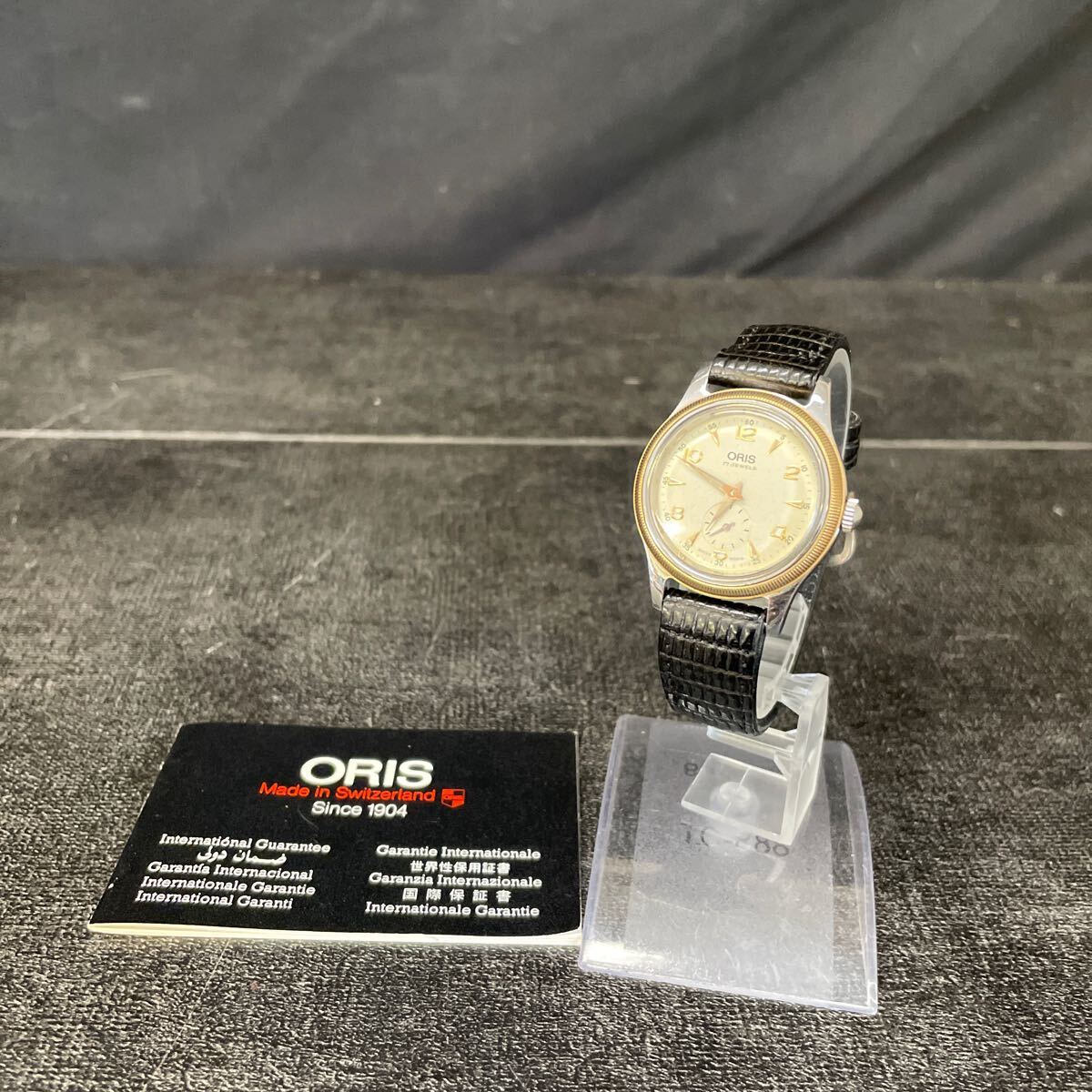 ORIS オリス 7428 腕時計 レザーベルト 手巻き ラウンド 2針 スモセコ 文字盤 ゴールド系 ウォッチ 1拍卖