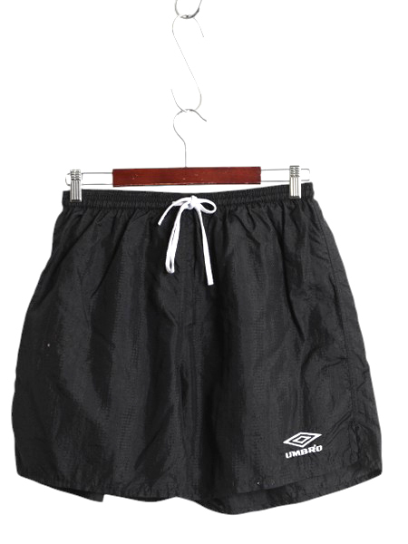 90s アンブロ ナイロン ショートパンツ メンズ L 古着 オールド ショーツ 短パン ワンポイント ストライプ トレーニング スポーツ ブラック拍卖