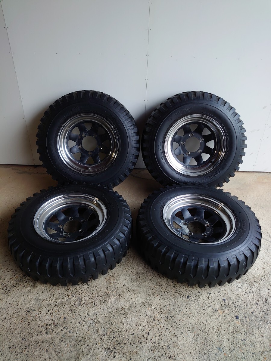 ゲタ山タイヤ メッキホイール 7.00-15 PCD139.7 三菱ジープ ジムニー 下駄拍卖
