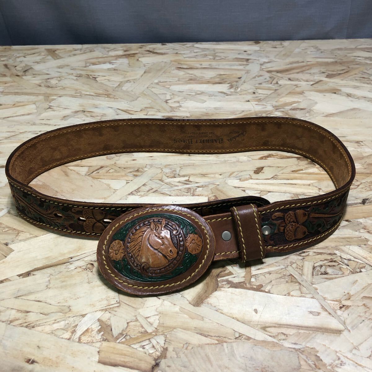 Chambers チャンバー ベルト レザーバックル USA製 本革 ヴィンテージ BABBITT BROS 拍卖