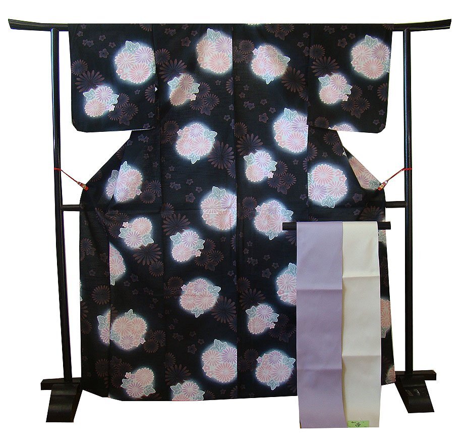 時代屋 裄66.3cm 大特価 綿紅梅 浴衣 四寸帯 2点 セット 綿 ポリエステル 仕立上り 154cm~160cm Ym155拍卖