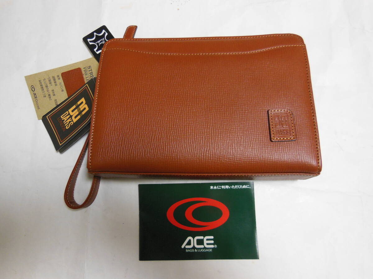 未使用品 日本製 DAKS ダックス メンズセカンドバッグ 牛革・ハイグレードレザー オレンジ色 タグ・説明書付き 送料無料拍卖