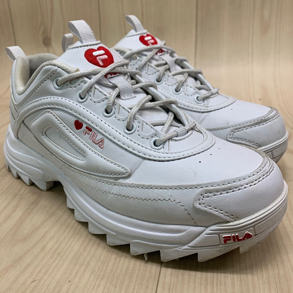 K478KT-250626-227 FILA フィラ Distorter ディストーター カジュアルスニーカー 厚底 ホワイト レディース 25.5cm拍卖