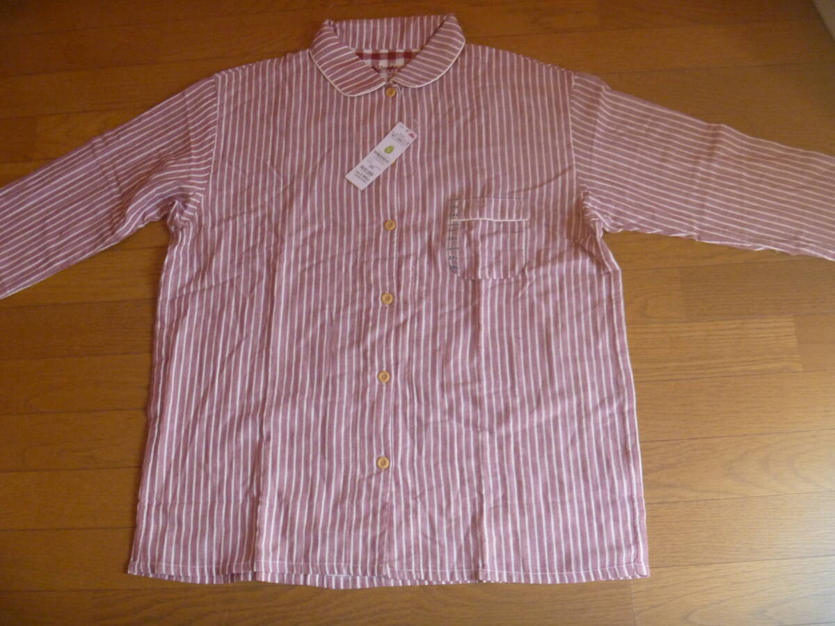 LADIESオーガニックコットン混二重ガーゼ長袖パジャマ2XLARGE新品 タグ付き 602拍卖