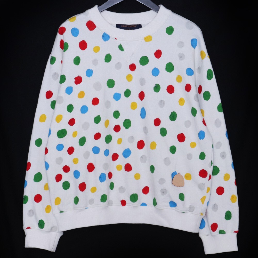 LOUIS VUITTON × 草間彌生 ドットモノグラムクルーネックスウェットトレーナー Lサイズ ホワイト RW231J YT4 FOST25 ルイヴィトン拍卖